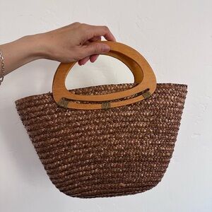 Handmade Boho wood handles satchel bag